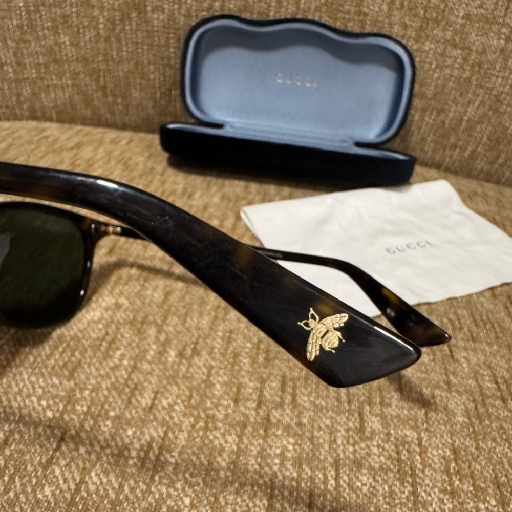 Authentic GUCCI Square Acetate Sunglasses w/ Interlocking G’s Havana GG0154SA - Picture 9 of 12